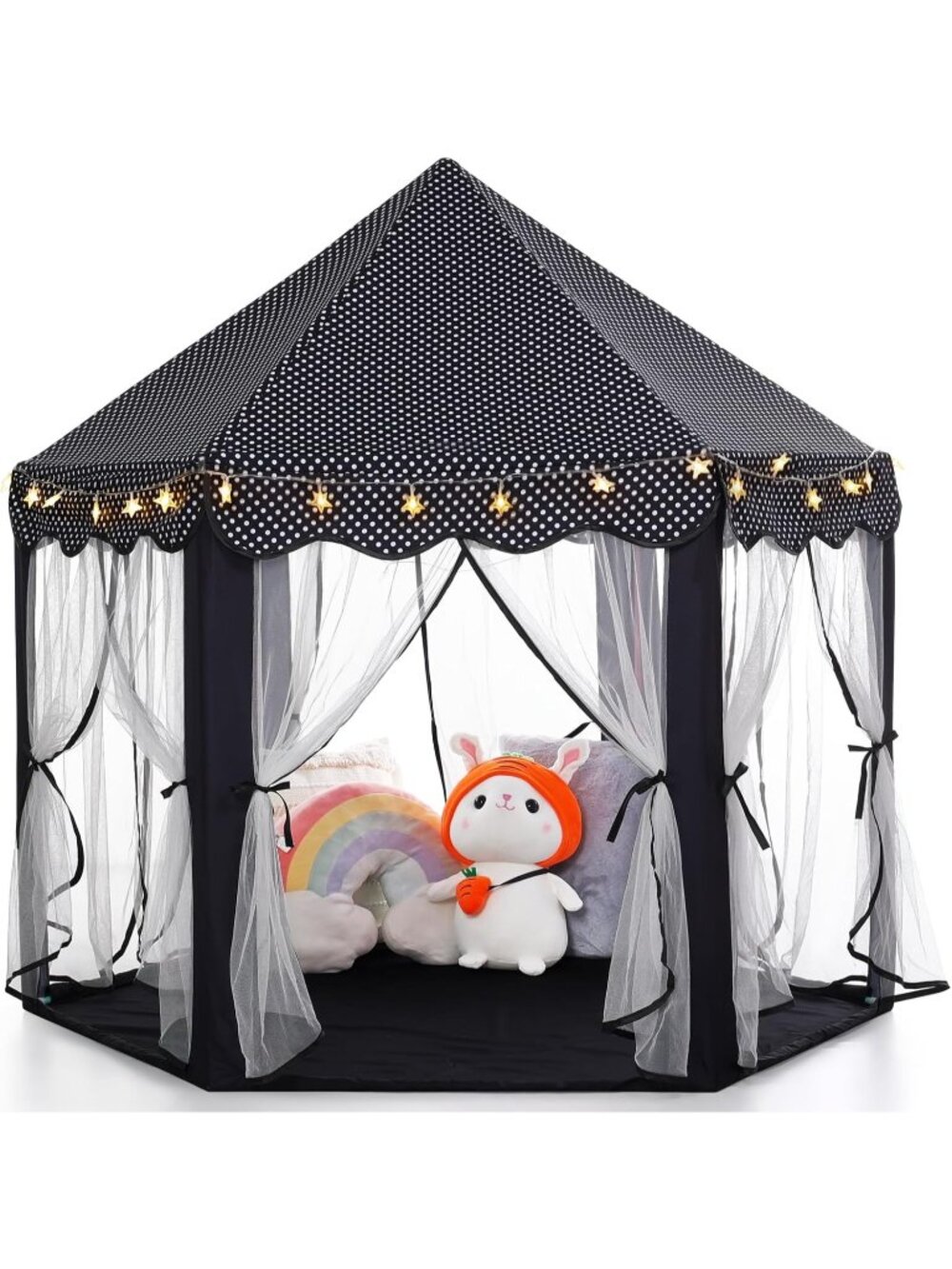 Kids Black Play Tent with Star Light Toy Indoor and Outdoor Games 55'' x 53''